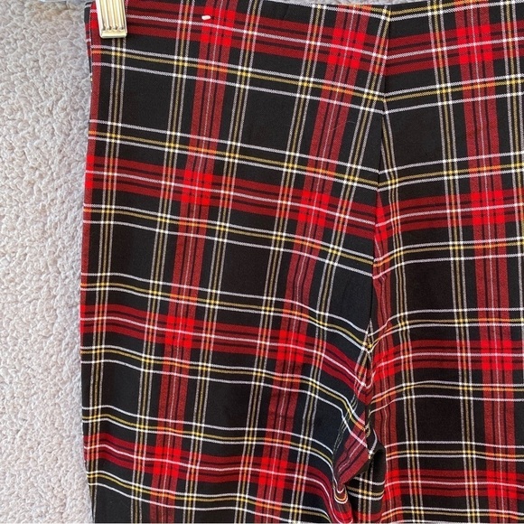 ZARA Tartan Plaid Pant Leggings Front Zip Elastic Waist Sz S - Picture 6 of 10